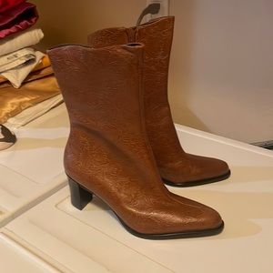 Brown leather boots